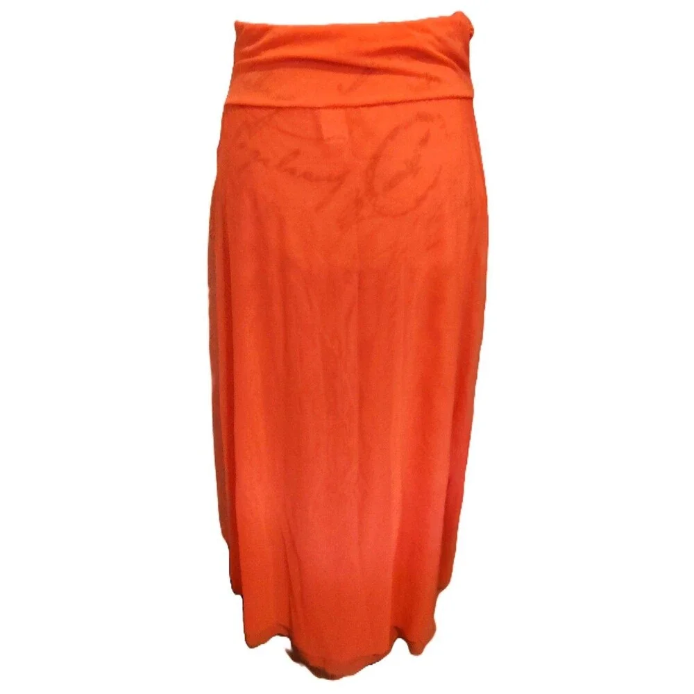 New Venus Tropical Orange Bathing Suite Sheer Dress / Skirt Dual Cover-up SZ M/L